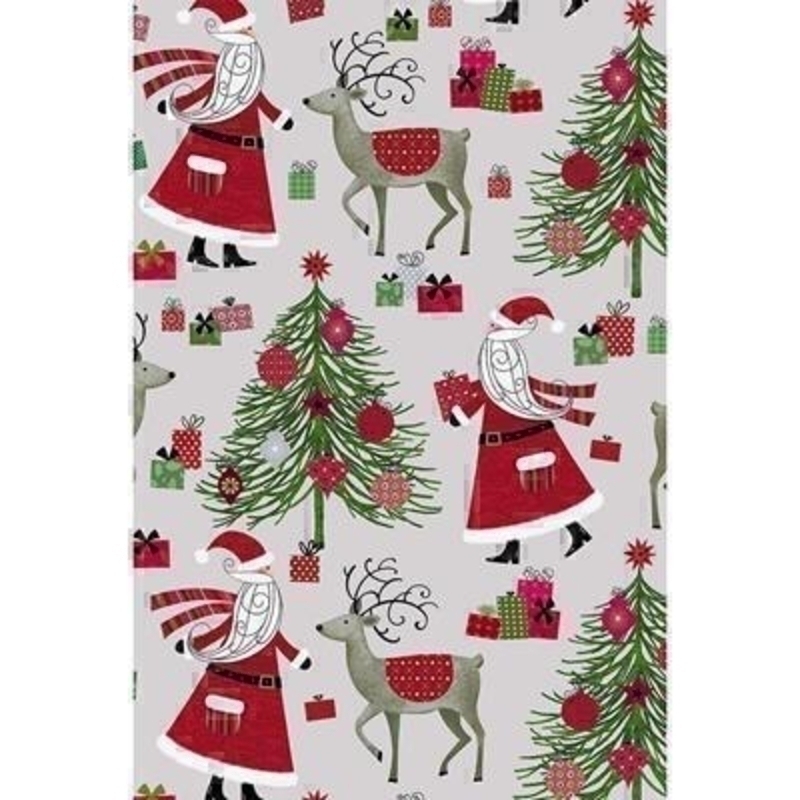 This wonderful Christmas gift wrap showing Santa Claus with his reindeer will be loved by all ages. Approx size 70cm x 2m